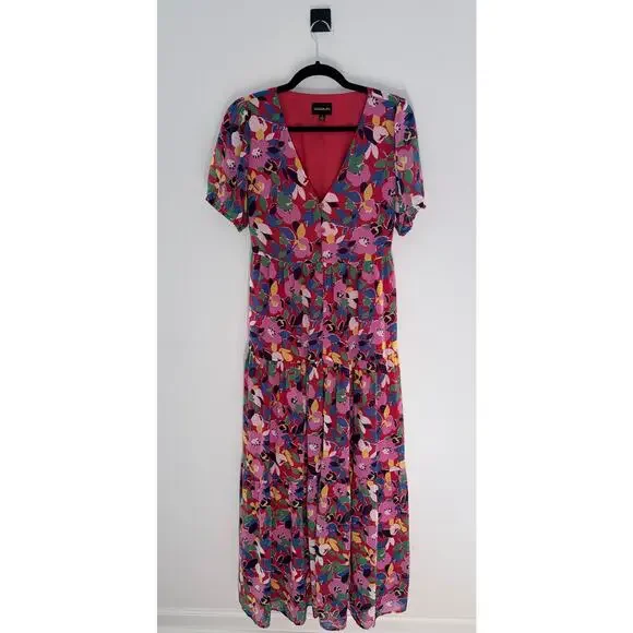Sugarlips Sweet Soul Monaco Tiered Maxi Multicolor Floral Print Dress-Size S - Picture 2 of 5